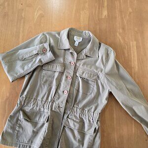Talbots‎ Petite Stretch Utility Jacket Button Elastic Tan Large **Sold As Is**